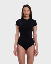 Kurzarm-Bodysuit mit Rundhalsausschnitt - Schwarz